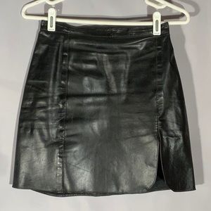 Black Leather Women Skirt